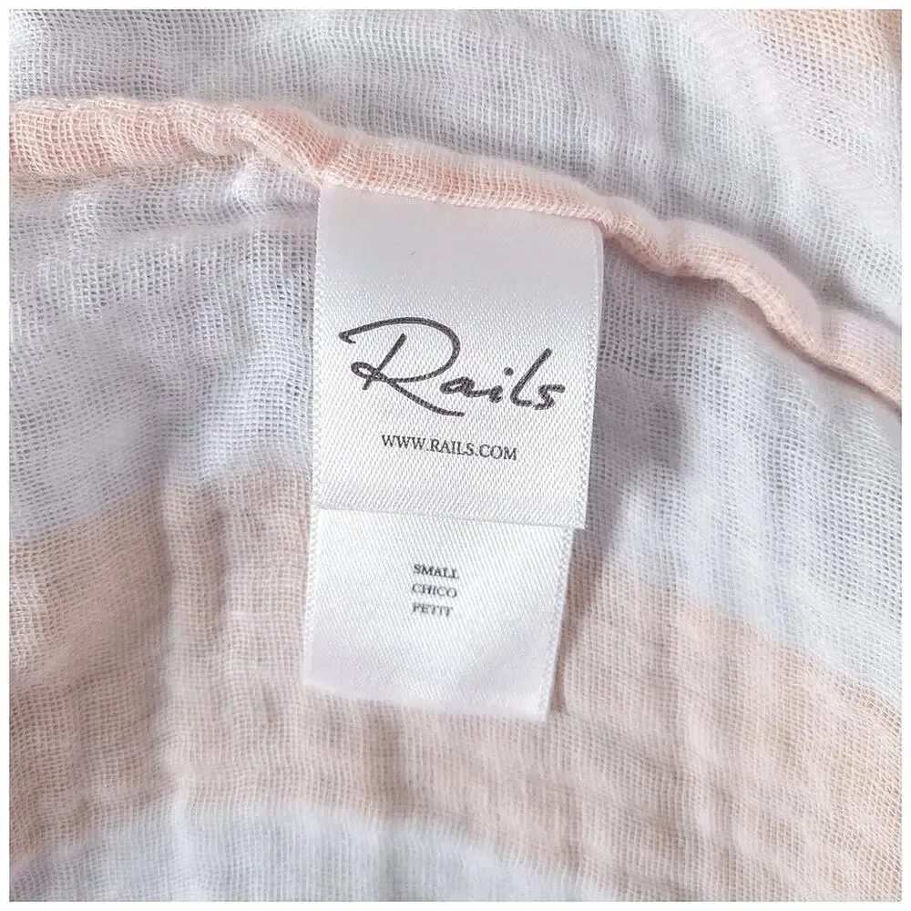 Rails Jamie Orange Ortona Stripe Top Womens Small Short Sleeve Organic Cotton